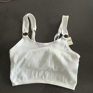 white and gold aerie crop tank top